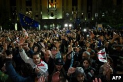 Митинг протеста против результатов парламентских выборов в Грузии. Тбилиси 28 октября 2024 года